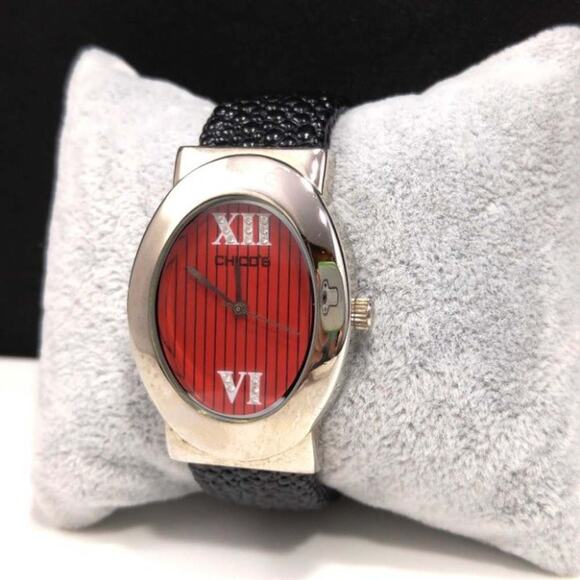 Chico's Cuff Watch, Red Silver Face, 6 Inches, Second Hand - Picture 4 of 12